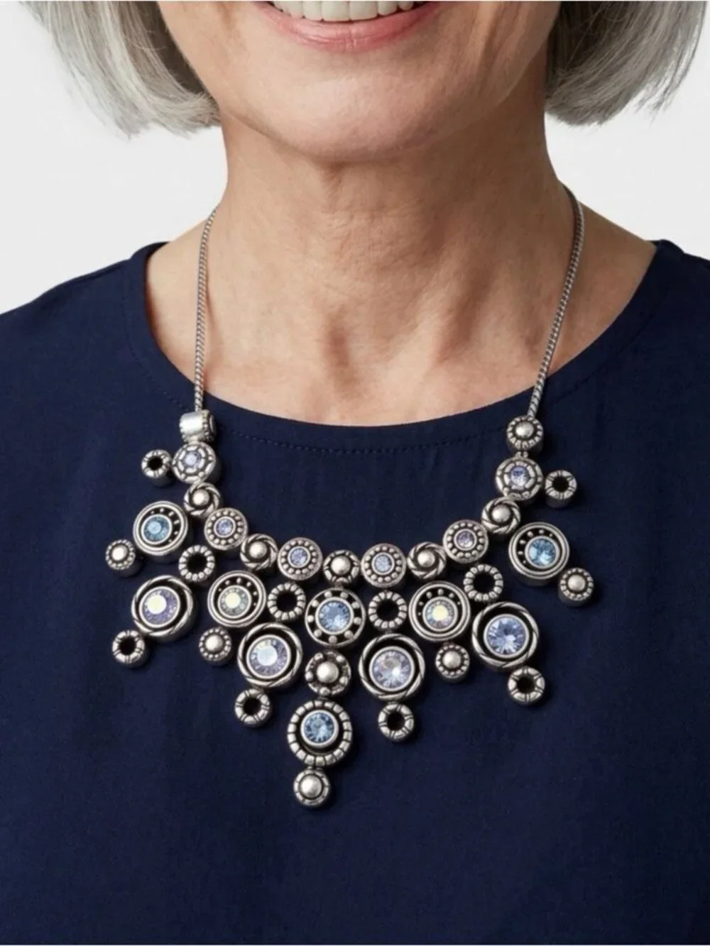 Brighton Halo Burst With Blue And Tanzanite Necklace sparkle